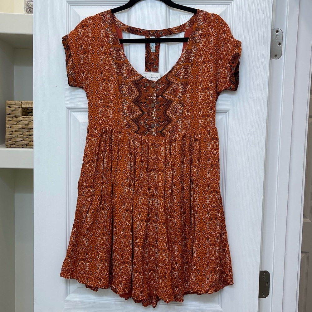 Free People Orange Aztec Dress XS NWT - Picture 3 of 6